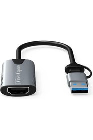 Resim Coverzone Type-c To Usb 2in1 Video Capture Yakalama Kartı HDMI to Type-C PC Bilgisayar Video Adaptör Çevirici 
