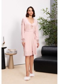 Resim Pierre Cardin Pudra 6'lı Modal Gecelik Sabahlık Çeyiz Seti 5000 Pudra 
