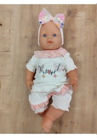 Resim Kız Bebek Çocuk Takım Pudra Sweatli 3'lü 3-6-9-12 Ay Bebek Takımları Kıyafetleri Giysileri Pudra 