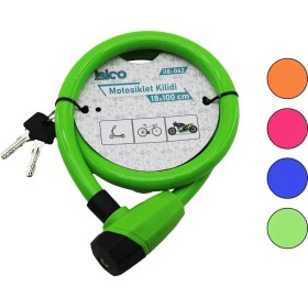 Resim Narnuga Anahtarlı Kalın Motor - Bisiklet Kilit Çelik Tel Renkli Kılıf 18MMX100CM (4887) 