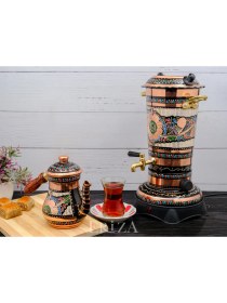 Resim Eriza 2.9 Litre 220V Elektrikli Işlemeli Bakır Semaver 