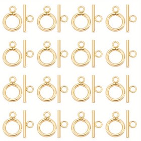 Resim 20 Set 304 Paslanmaz Çelik Altın Renkli Toggle Tokaları - DIY Takı Yapımı için Güvenli T-Bar & Halka Bağlantı Elemanları, Kolyeler, Bilezikler - Plastik Saklama Kutusu ile Dayanıklı El Sanatları Malzemeleri, Kolye ve Bilezik Tokaları, Cilalı Yüzey, Şık Tasarım, Cilalı Metal Kaplama 