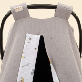 Resim Puset Örtüsü - Çift Taraflı - Açık Gri Muslin - Gri Tavşan 