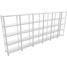 Resim Raf Burada 5 Katlı 6'Lı Bitişik Galvaniz Çelik Raf.Depo,Dosya Raf 43x93x200 cm- 0.70 mm 