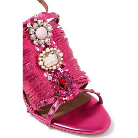 Resim Kurt Geiger Jewel Fringe 90 Lüks Topuklu Deri Sandalet 