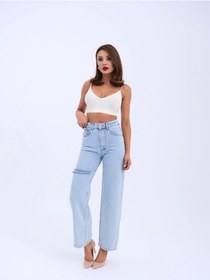 Resim Saklımoda 6491 Denim Wıde Leg-açık Mavi Çok Renkli 