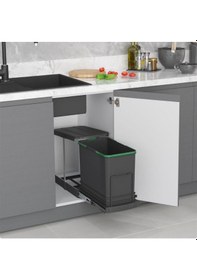 Resim Starax S-2571 Raylı Plastik Gövde Çöp Kovası Antrasit 24 L Antrasit 