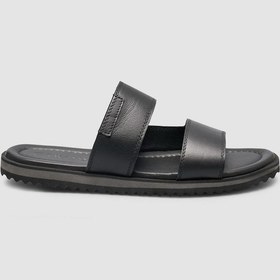 Resim %100 Hakiki Deri Siyah Bantlı Erkek Terlik Siyah 