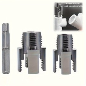 Resim 3'lü set entegre iç ve dış su borusu delik açıcı, PPR su borusu diş onarım aleti, elektrikli matkap tipi su borusu tıpa takma ekipmanı - 1/2" - DN15, 3/4" - DN20 boyutları 