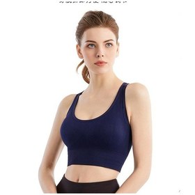 Resim Lacivert Kadın Push Up Dikişsiz Spor Sutyeni Egzersiz Kadın Spor Üst Kırpma Açık Aktif Giyim Tankları Üstleri Lacivert 