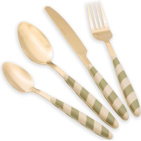 Resim The Mia Joy Çatal Kaşık Bıçak Takımı Yeşil Gold 24 Parça Çok Renkli 