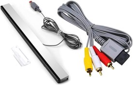 Resim 2'si 1 arada Wii AV Kabloları Kompozit Ses Video Kablosu + Wii Sensör Çubuğu Wii Kablolu Kızılötesi Ray Sensör Çubuğu Nintendo Wii ve Wii U ile Uyumlu 