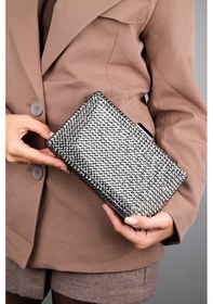 Resim Luvishoes Luvi Shoes Gomeda Platin Kare Taşlı Kadın Abiye Çanta Platin Kristal 