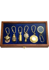 Resim Ahşap Kutulu Denizci Temalı Pirinç Anahtarlık Seti Key-0285 48006408 