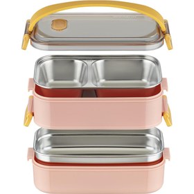 Resim Vagonlife 1400 ML Bento Lunch Box Ofis-Okul İçin Yeni Nesil Sefer Tası 2 kat Taşıma Kulplu Çelik FF 