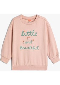 Resim Koton Kız Bebek Çiçek Baskılı Sweatshirt Uzun Kollu Bisiklet Yaka Şardonlu Pamuklu 001 
