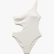 Resim Koton Dokulu Tek Omuz Pencere Detaylı Mayokini Ekru 5sak20046mm 27x Ekru 