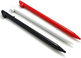 Resim Yeni DSi Stylus Beyaz Siyah Kırmızı Paketi 3 Değiştirme, Nintendo DSi NDSi IDSi El Oyun Konsolu, Üç Renk Plastik Dokunmatik Ekran Kalem Touchpen Kalem 3 ADET Yedek Parça Aksesuarları 