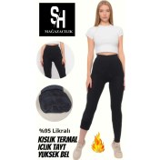 Resim Sh Mağazacılık Dayanıklı Toparlayıcı Yünlü Termal Unisex Içi Peluşlu Tayt 