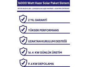 Resim NASAENERJİ 16 Kw 16000 Watt Güneş Enerjisi Hazır Solar Paket Sistem Half Cut Güneş Panelli 
