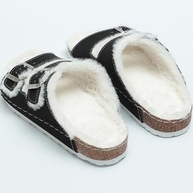 Resim Paleng Mantar Taban Peluşlu Kışlık Kadın Terlik (554949491) Siyah 