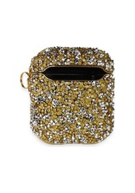 Resim Apple Uyumlu AirPods 2 2.nesil Mira Taşlı Kılıf - Gold Düz Renkli 