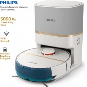 Resim Philips Otomatik Boşaltma, Homerun 7000 Serisi Aqua, Çöp Istasyonlu Akıllı Robot Süpürge, 5000PA Yüksek Emiş Performansı, Şık Tasarım + Mutfak Tartısı(Onerous) 