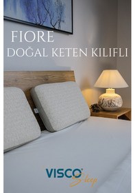 Resim Visco Yastık Doğal Keten Kılıflı Ergonomik Visco Yastık 65 x 40 x 14 CM 