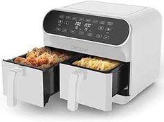 Resim Groove Max Plus XXL 1800W (4Lt+4Lt) 8Lt Çift Hazneli Smart Airfryer Air Fryer Yağsız Sıcak Hava Fritözü Beyaz 