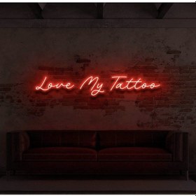 Resim Love My Tattoo Yazılı Neon Tabela Kırmızı 