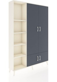 Resim Arges Dolap 6 Raflı 4 Kapaklı Tek Askılı 132x30x195 Aytaşı-an... Aytaşı 