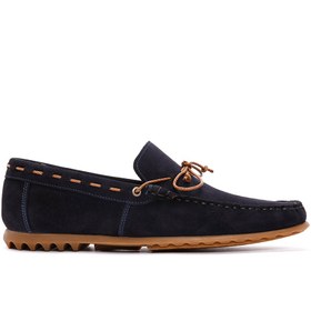 Resim Men's Navy Blue Suede Leather Casual Loafer 