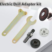 Resim 5 Parça Elektrikli Matkap Adaptör Seti, 10mm Shank Mandrel, Basınç Plakası ve Bağlantı Çubukları ile Metal Dönüştürme Başlığı Bağlantı Kiti, Elektrikli Matkap Aksesuarları 