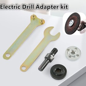 Resim 5 Parça Elektrikli Matkap Adaptör Seti, 10mm Shank Mandrel, Basınç Plakası ve Bağlantı Çubukları ile Metal Dönüştürme Başlığı Bağlantı Kiti, Elektrikli Matkap Aksesuarları 