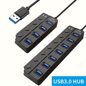 Resim 4 Portlu USB 3.0 Hub, Ultra İnce Veri USB Hub 60.96cm Uzatma Kablosu ile, MacBook, iMac, Surface Pro, XPS, PC, Flash Sürücü, Mobil HDD için, Güç Kaynağı Dahil Değildir 