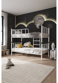 Resim Argimo Zambak Metal Ranza Ve Karyola Beyaz 90 x 200 