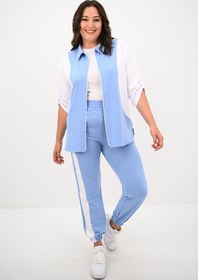 Resim Kadın Büyük Beden Gömlek Yaka Fermuarlı Eşofman Takımı 8141-25 - XL / Beneton Yeşili 