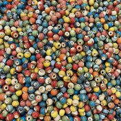 Resim Takı Yapımı İçin Seramik Boncuklar, 100 Adet Vintage Sırlı Çiçek Kaplamalı Yuvarlak Boncuklar Bileklikler, Kolyeler ve El Sanatları DIY Seti 