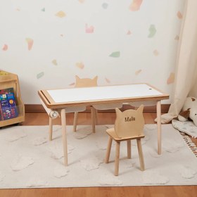 Resim Montessori Ahşap Aktivite Masası - Huş Ağacı (3'lü Sepet) - 45cm / Düz 