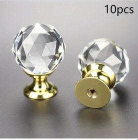 Resim Willowhaven 10 Adet 30mm Altın Kaplama Kristal Cam Dolap Çekmece Kapı Tokmağı Altın 