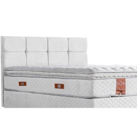 Resim Gümüş Tek Kişilik Baza Başlık Real Pedli Yatak Seti Beyaz 120 x 200 