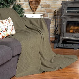 Resim Mikrofiber Şönil Fitilli Minimalist Koltuk Örtüsü -175x300 cm Large, Çift Taraflı, Kaymaz, Terletmez, Kapuçino 