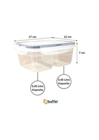 Resim 2 Bölmeli 0,45+0,45 Litre Kilitli Kapaklı Erzak Saklama Kabı Lc-524-1320 Çok Renkli 
