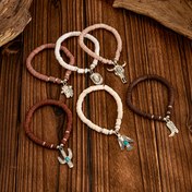 Resim 6 adet Bohemian Kaktüs ve Kovboy Şapkası Boncuklu Bileklik Seti - Vintage Polimer Kil Tasarımı, Kadınlar için Hafif Lüks Tatil Hediyesi, Tüm Mevsimler için Çok Yönlü Aksesuarlar, Şenlikli Aksesuar | Vintage Kovboy Teması | Dayanıklı Polimer Kil, Kovboy Aksesuarları 
