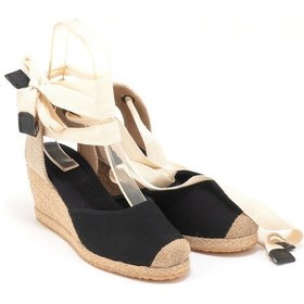 Resim Star Tombis Gerçek Elişi Ipli Espadril Dolgu Topuk Keten Espadril Handmade Siyah 