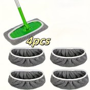 Resim 4'lü Paket Yeniden Kullanılabilir Mikrofiber Mop Pedleri - Yıkanabilir, Dayanıklı, Islak ve Kuru Kullanım için Süper Emici Temizlik Bezleri - Sert Ahşap, Fayans, Laminat ve Ev Temizliği için Düz Zemin Paspasları ile Uyumlu 