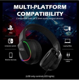 Resim Eksa E400 Gaming Kulaklık Oyuncu Kulaklığı 3D Surround RGB Led 3.5 mm & Çıkarılabilir Mikrofon - ZORE-257904 