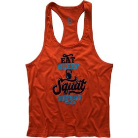 Resim Bluu Fitness Gym Tank Top Sporcu Atleti Eatsleep Turuncu 