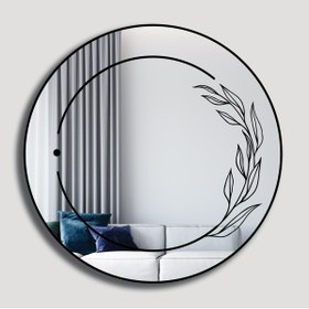 Resim imzayna 60 Cm Dekoratif Desenli Yuvarlak Konsol Dresuar Banyo Aynası Imza Modeli 