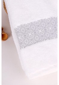 Resim Baveno Pamuk 70X140 Beyaz Barok Desen Banyo Havlusu 